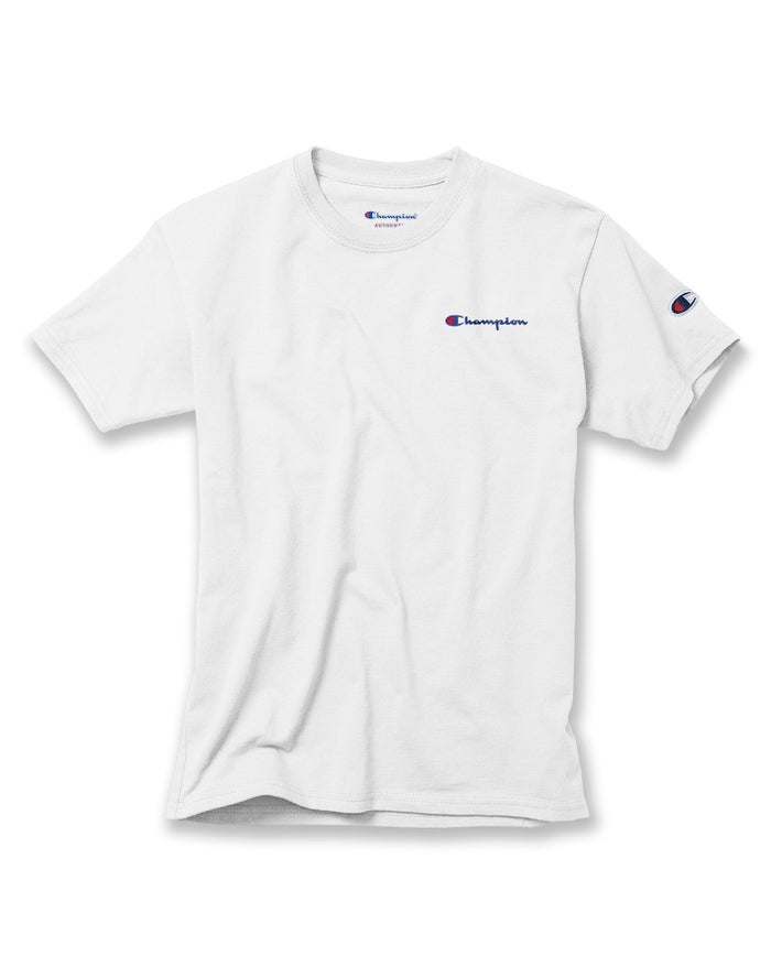 Champion Cotton Script Logo Erkek Çocuk Tişört Beyaz ( SKNMVE765 )